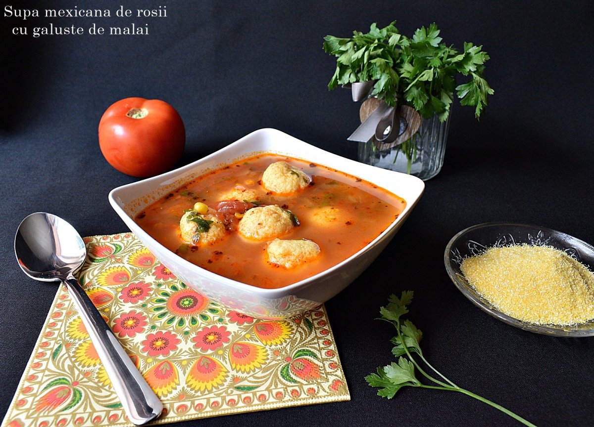 Supa mexicana de rosii cu galuste de malai