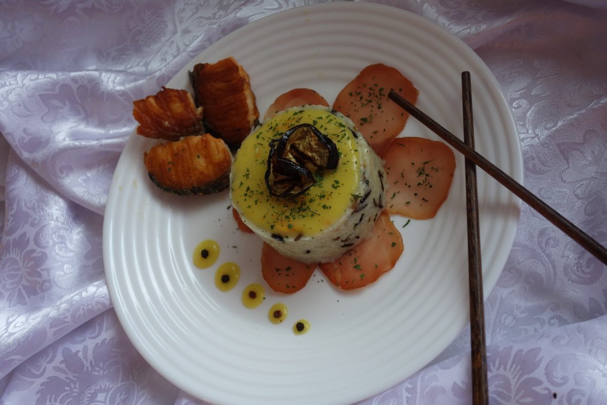 Risotto basmati cu lamaie si somon afumat